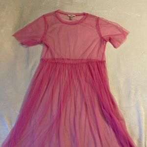 Sheer Hot Pink Skater Dress